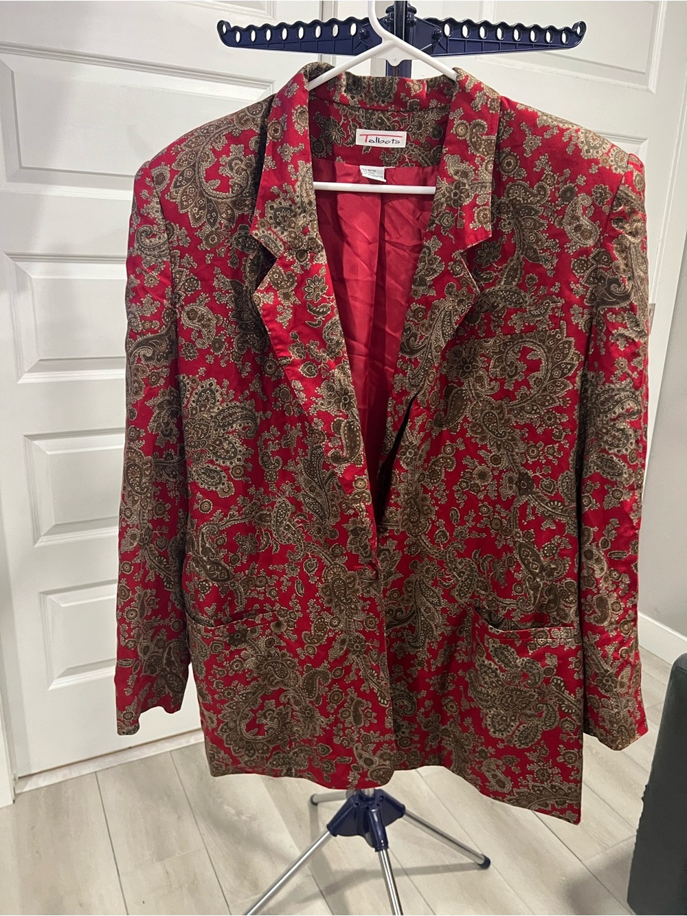 Vintage Talbots Red & Gold Paisley Jacquard Blazer Jacket - Approx Size 14/XL